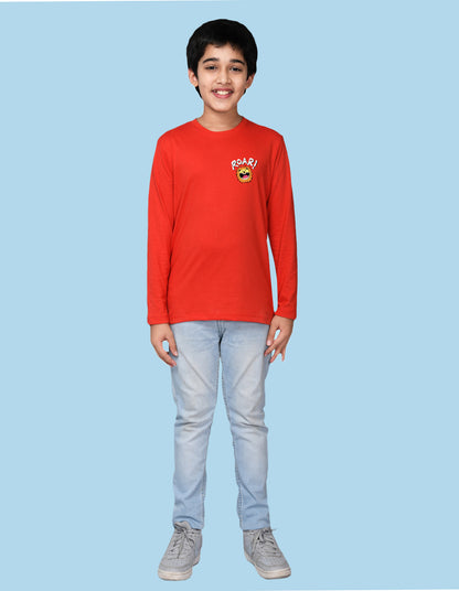 NUSYL Boy's Red Roar text Printed Full sleeves T-Shirt