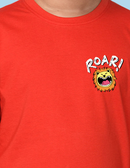 NUSYL Boy's Red Roar text Printed Full sleeves T-Shirt