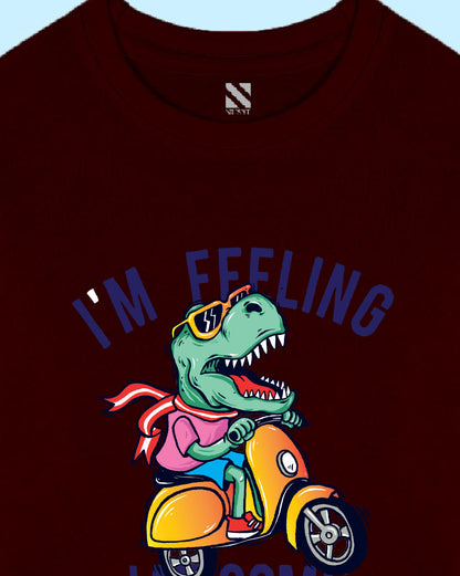 Nusyl Wine Dinosaurs & Text Printed Boy's  T-Shirt