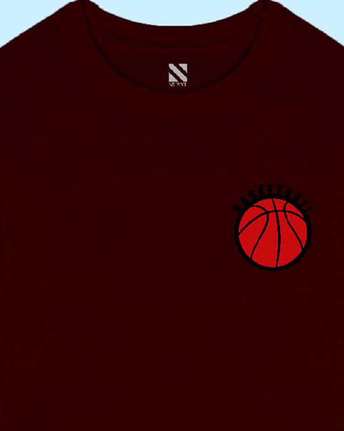 Nusyl Wine Basketball Graphic Printed Boy's  T-Shirt