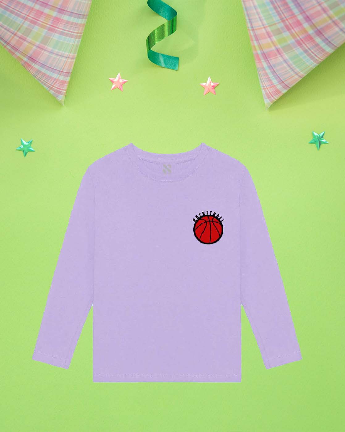 Nusyl Lilac Basketball Graphic Printed Boy's  T-Shirt