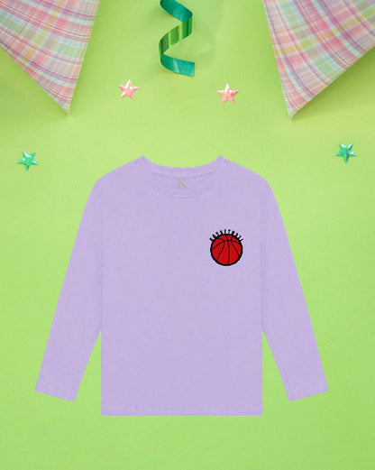 Nusyl Lilac Basketball Graphic Printed Boy's  T-Shirt