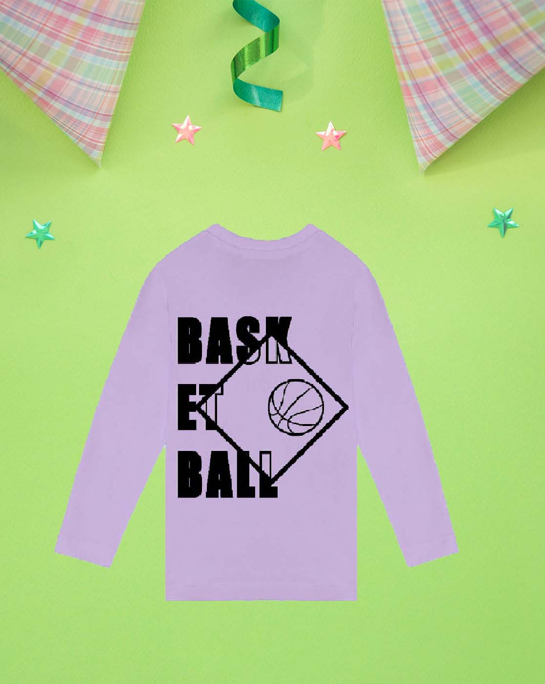 Nusyl Lilac Basketball Graphic Printed Boy's  T-Shirt