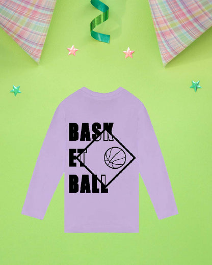 Nusyl Lilac Basketball Graphic Printed Boy's  T-Shirt