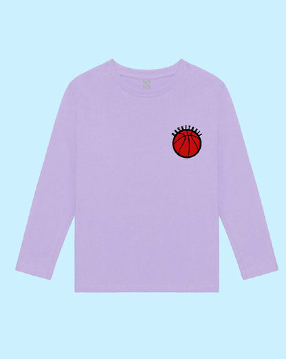 Nusyl Lilac Basketball Graphic Printed Boy's  T-Shirt