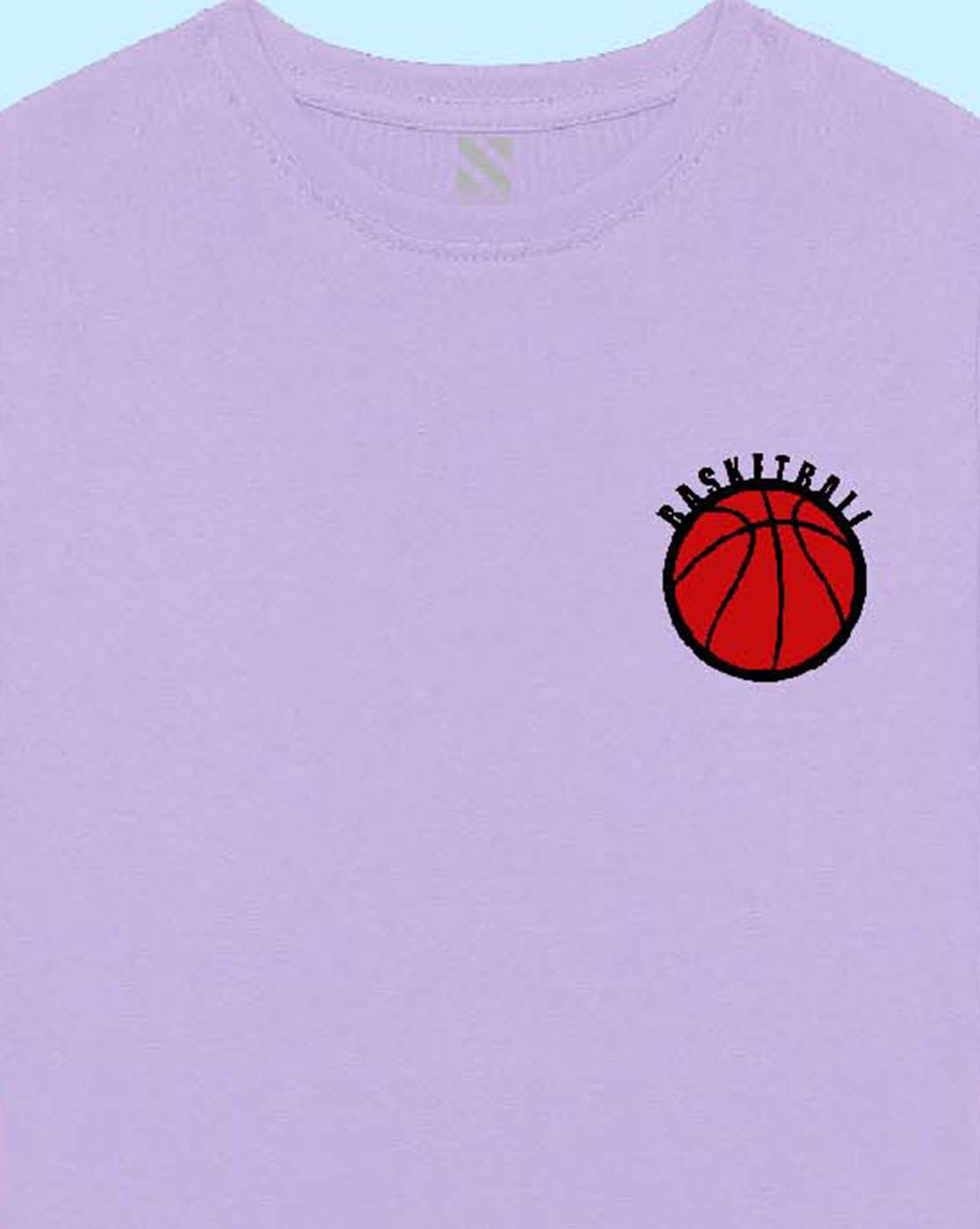 Nusyl Lilac Basketball Graphic Printed Boy's  T-Shirt