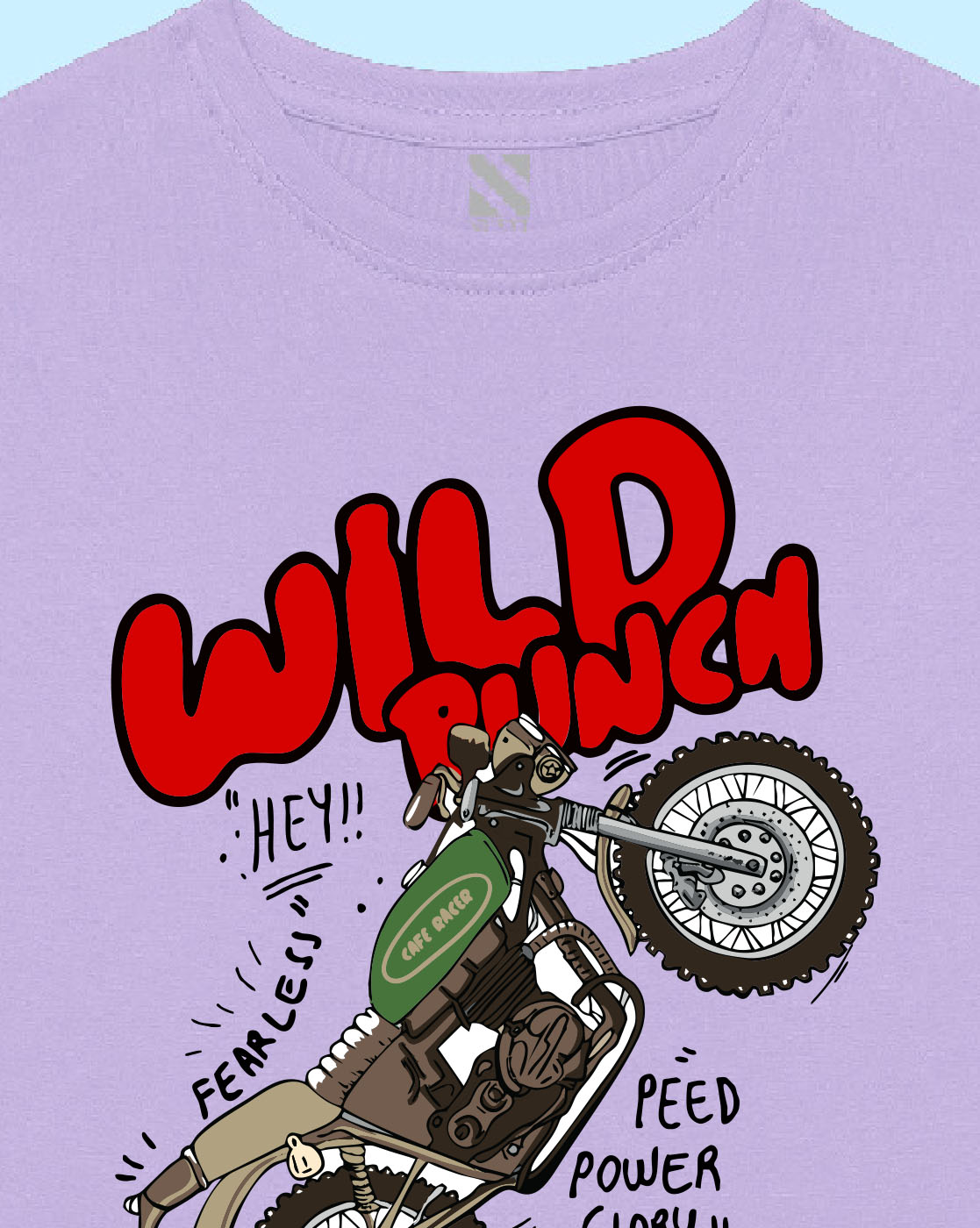 Nusyl Lilac Bike and text Printed Boy's  T-Shirt