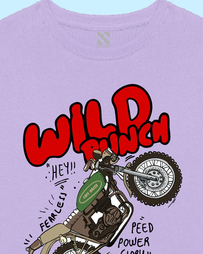 Nusyl Lilac Bike and text Printed Boy's  T-Shirt