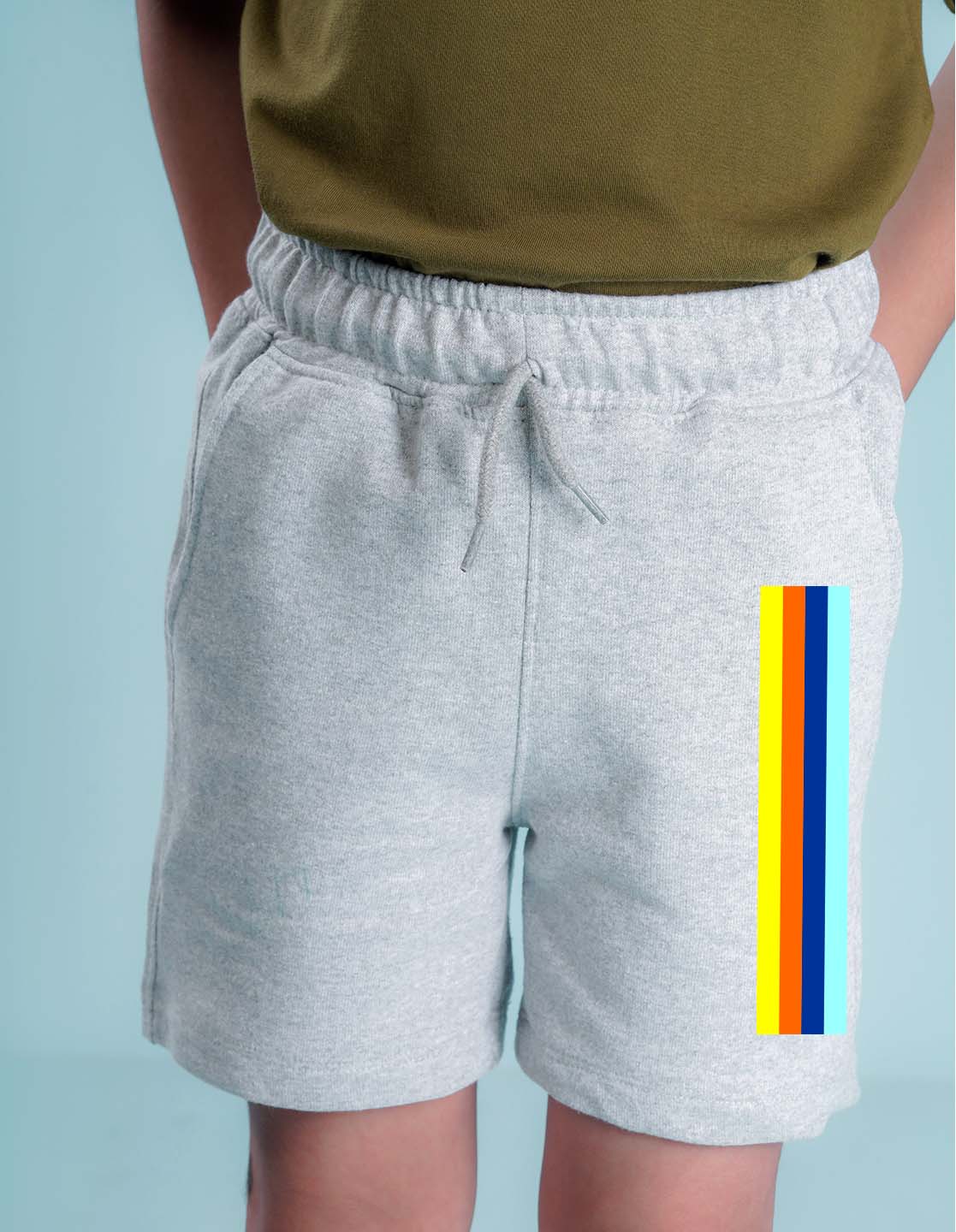 Nusyl colourful lines  Printed Grey Boys Shorts
