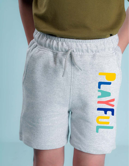 Nusyl Playful Printed Grey Boys Shorts