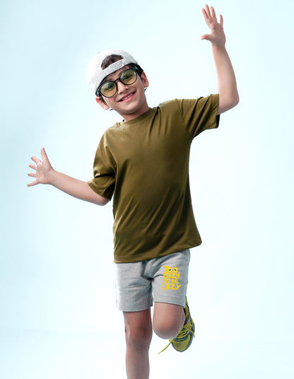 Nusyl Too Lazy Printed Grey Boys Shorts