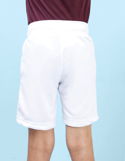 Nusyl Boys White Let's eat Text Printed Shorts