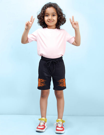 Nusyl Boys Black Flames Printed Shorts