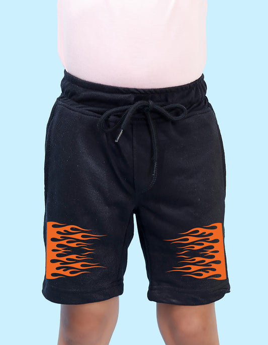 Nusyl Boys Black Flames Printed Shorts