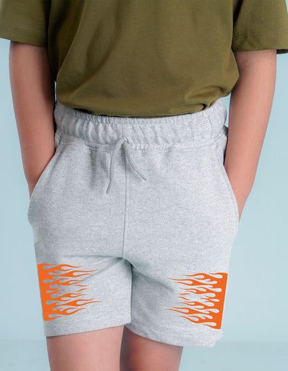 Nusyl Boys Grey Flames Printed Shorts