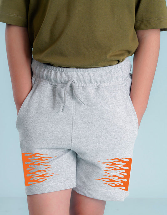 Nusyl Boys Grey Flames Printed Shorts