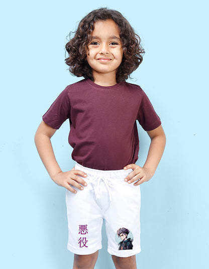 Nusyl Boys White Jujutsu Kaisen Printed Shorts