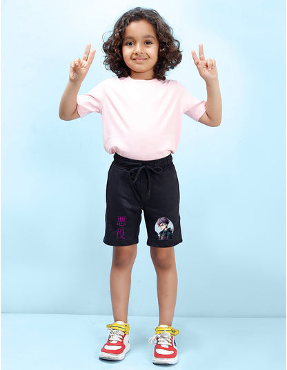 Nusyl Boys Black Jujutsu Kaisen Printed Shorts