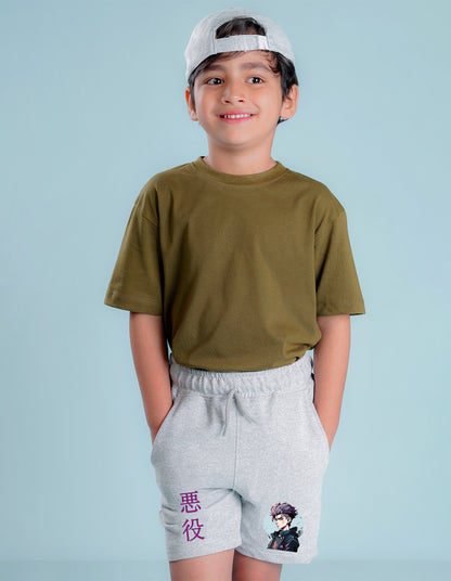 Nusyl Boys Grey Jujutsu Kaisen Printed Shorts