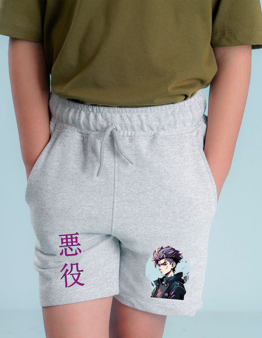 Nusyl Boys Grey Jujutsu Kaisen Printed Shorts