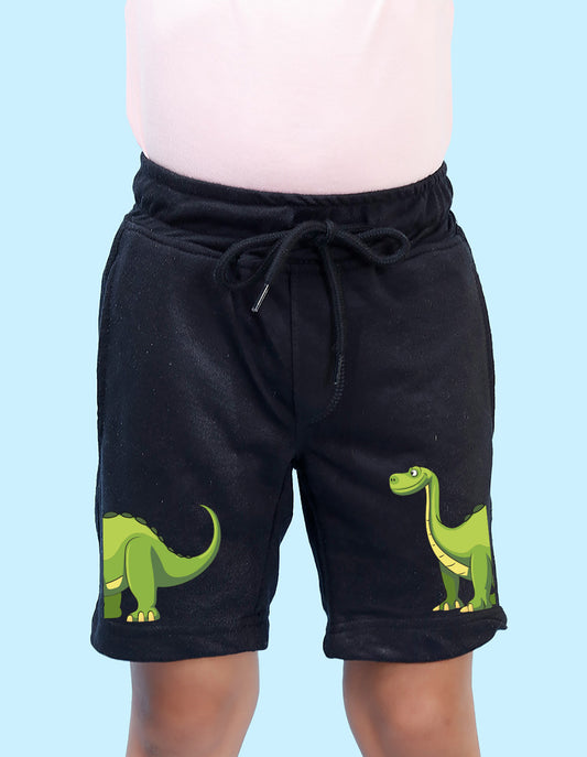 Nusyl Boys Black Dinosaur Printed Shorts