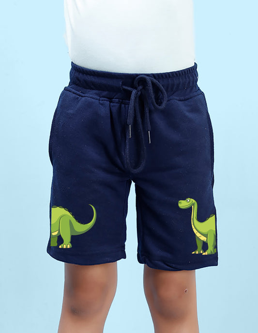 Nusyl Boys Navy Blue Dinosaur Printed Shorts