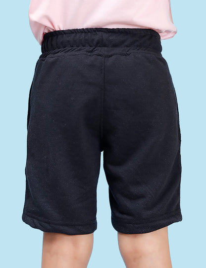 Nusyl Boys Black Roar Text Printed Shorts