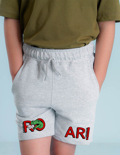 Nusyl Boys Grey Roar Text Printed Shorts