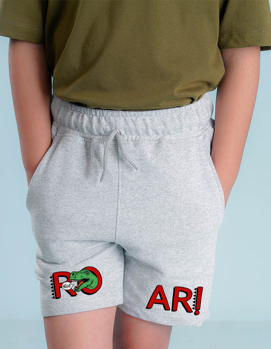 Nusyl Boys Grey Roar Text Printed Shorts