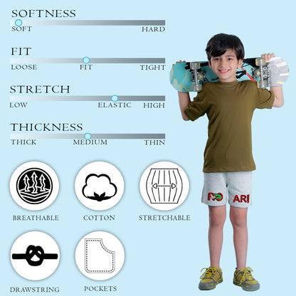 Nusyl Boys Grey Roar Text Printed Shorts