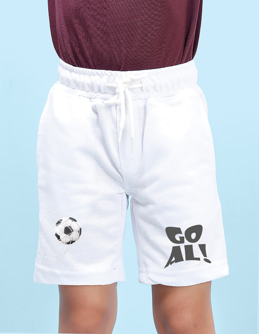 Nusyl Boys White Basketball Printed Shorts