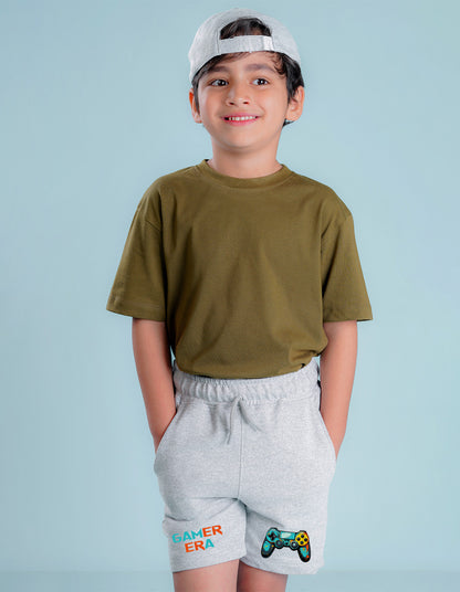 Nusyl Boys Grey Gamerrera Text Printed Shorts