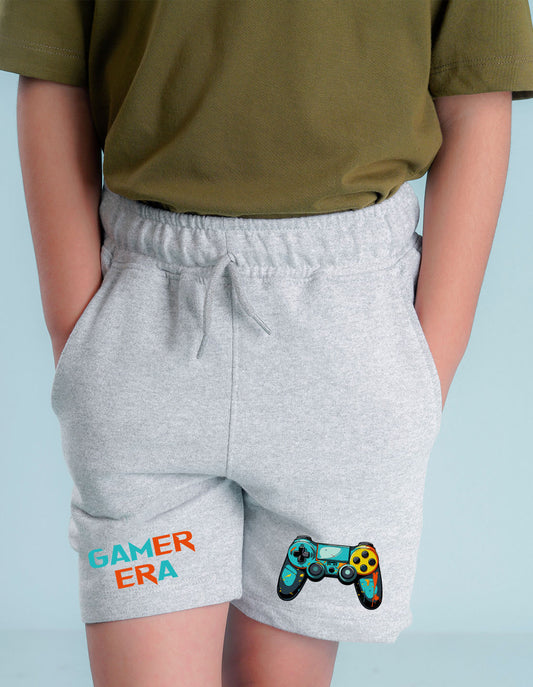 Nusyl Boys Grey Gamerrera Text Printed Shorts