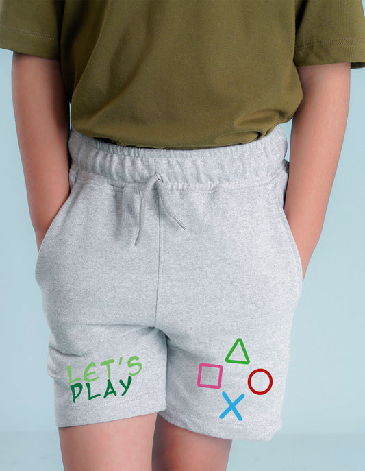 Nusyl Boys Grey Let's Play Text Printed Shorts