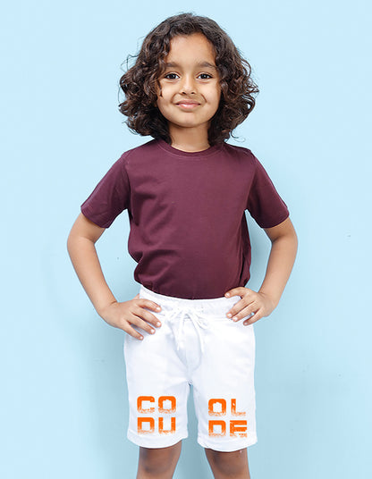 Nusyl Boys White Cool Dude Text Printed Shorts