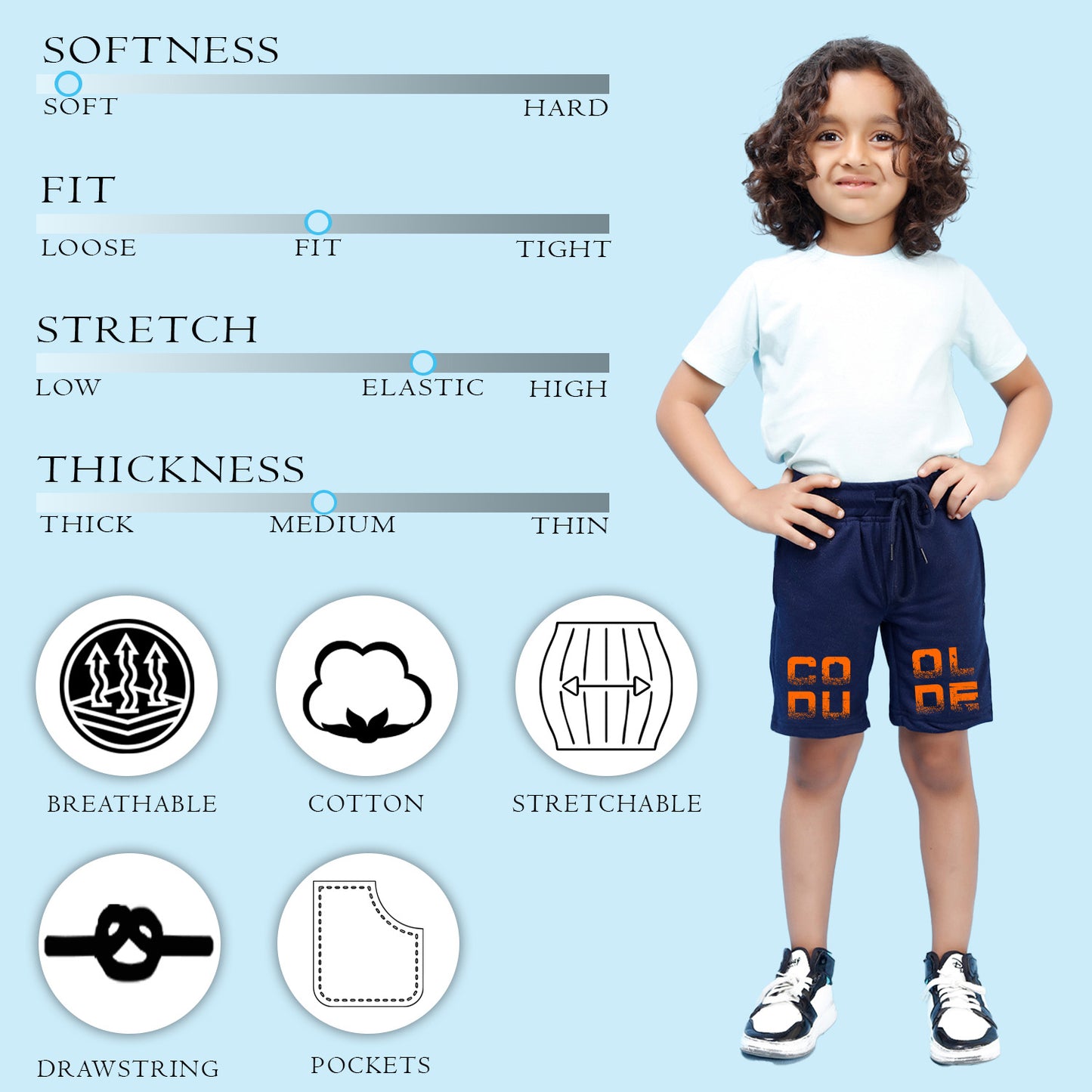 Nusyl Boys Navy Blue Cool Dude Text Printed Shorts