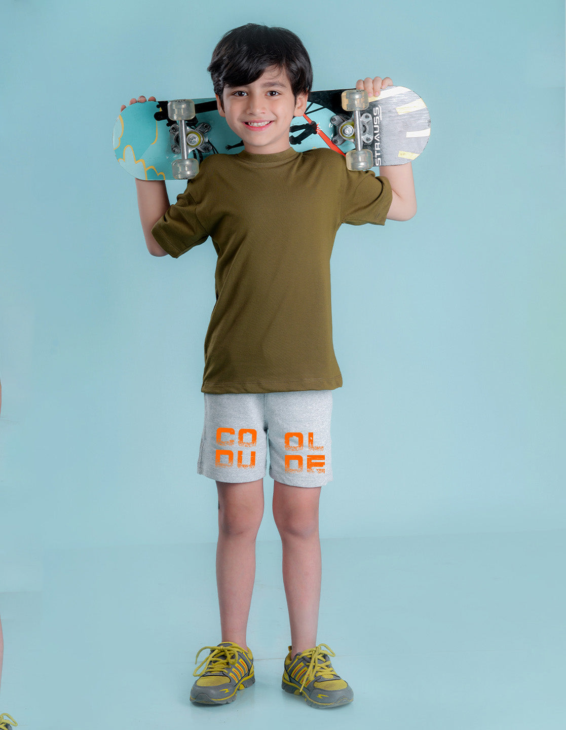 Nusyl Boys Grey Cool Dude Text Printed Shorts