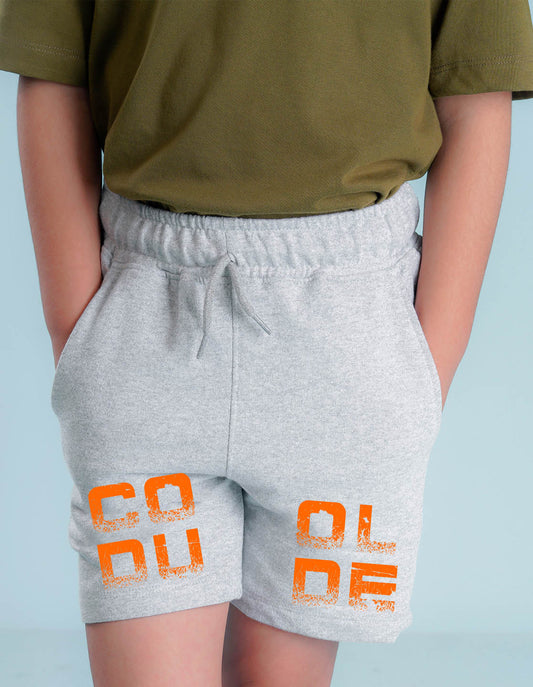 Nusyl Boys Grey Cool Dude Text Printed Shorts