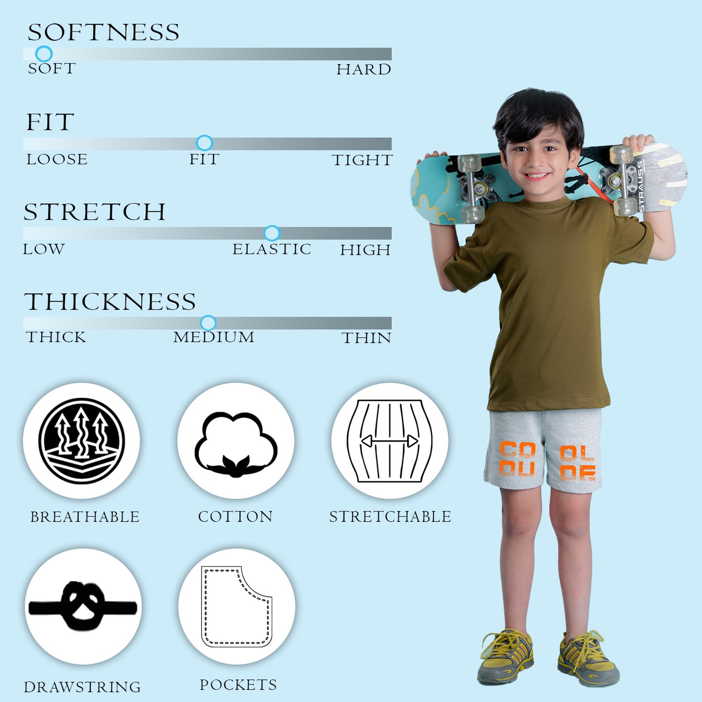 Nusyl Boys Grey Cool Dude Text Printed Shorts