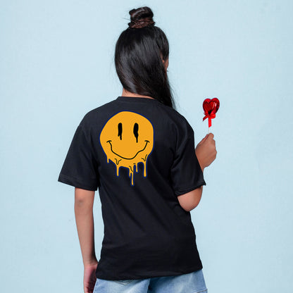 Nusyl Girls Black Printed Oversized T-shirt