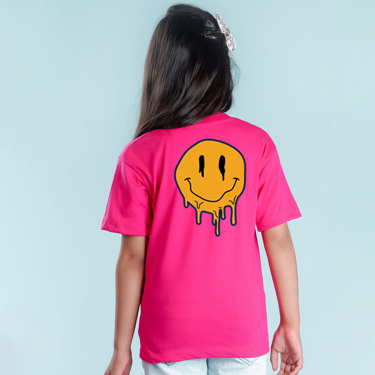 Nusyl Girls Hot Pink Printed Oversized T-shirt
