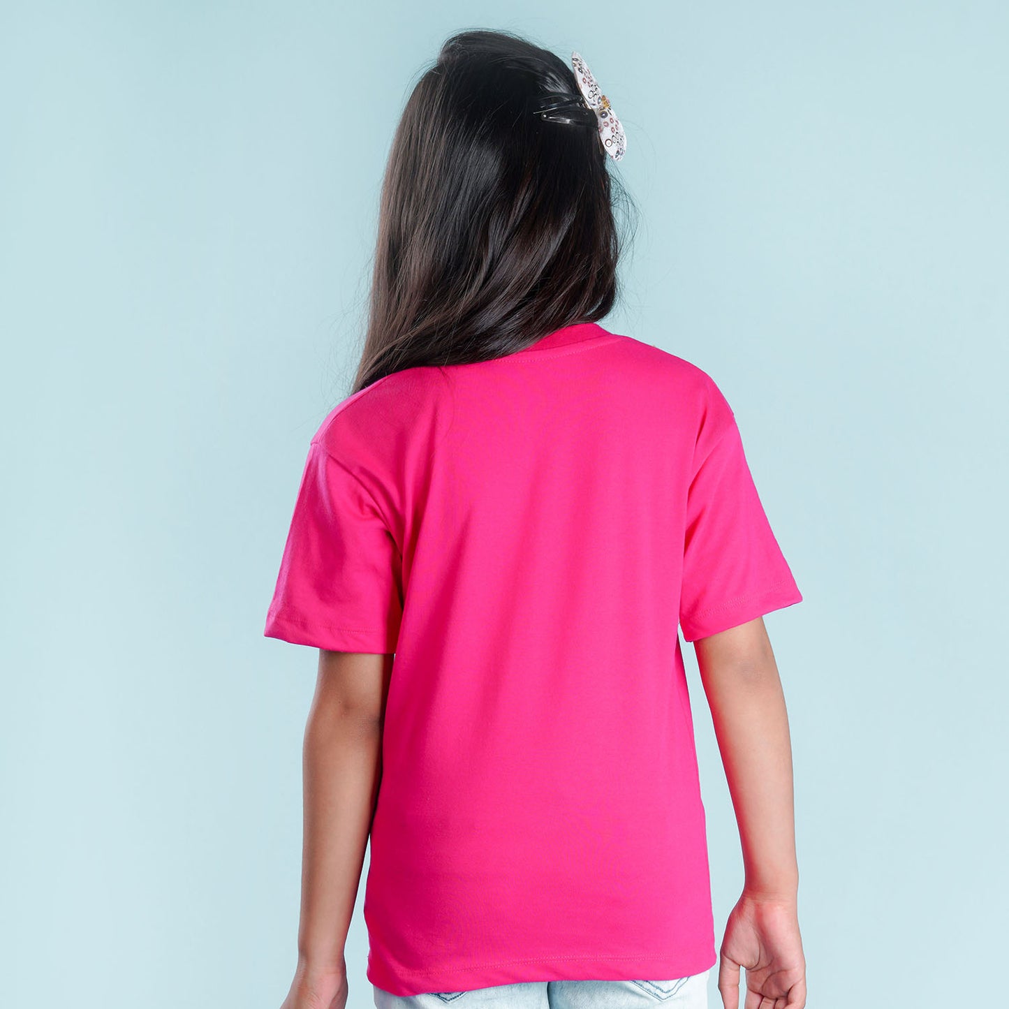 Nusyl Girls Hot Pink Printed Oversized T-shirt