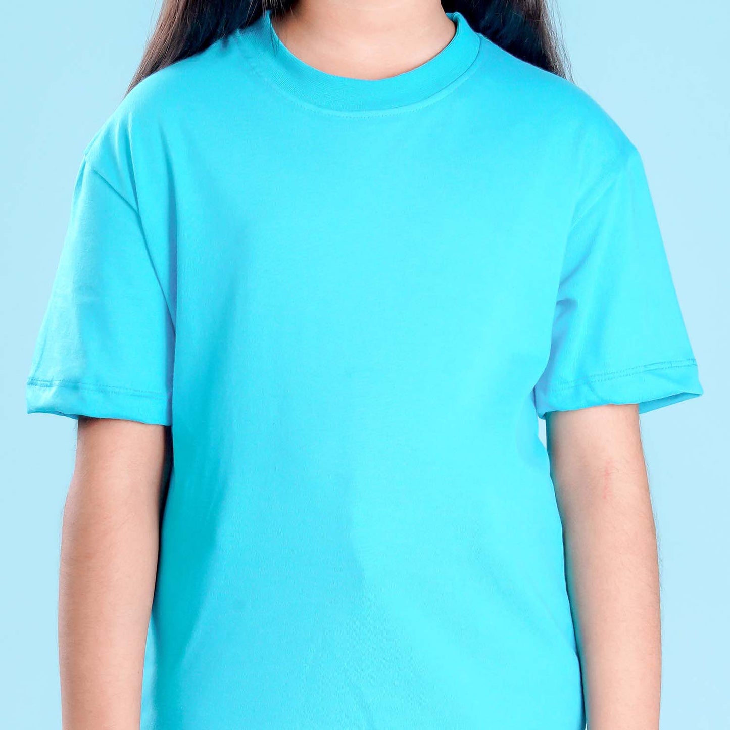 Nusyl Girls Sky Blue Printed Oversized T-shirt