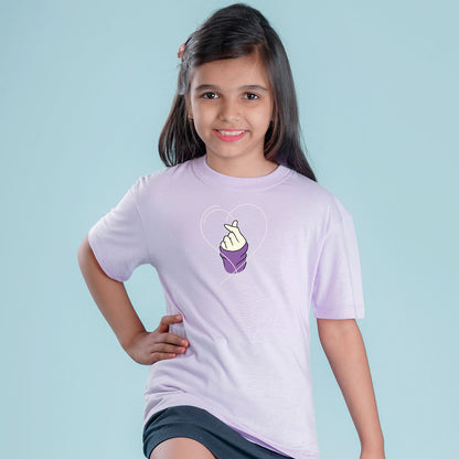 Nusyl Girls Lilac Printed Oversized T-shirt