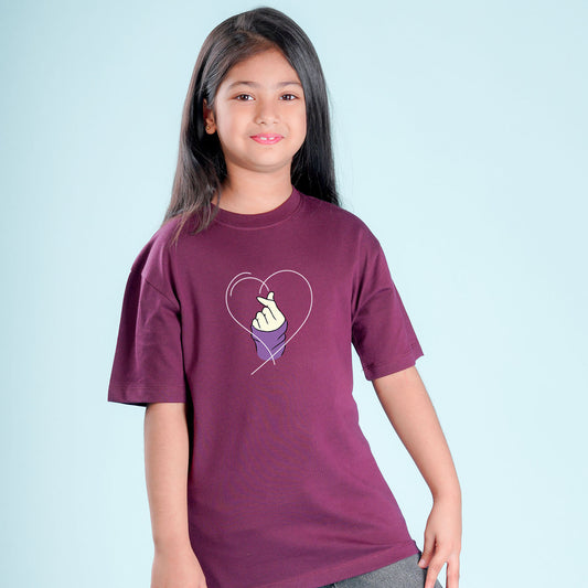 Nusyl Girls Wine Printed Oversized T-shirt