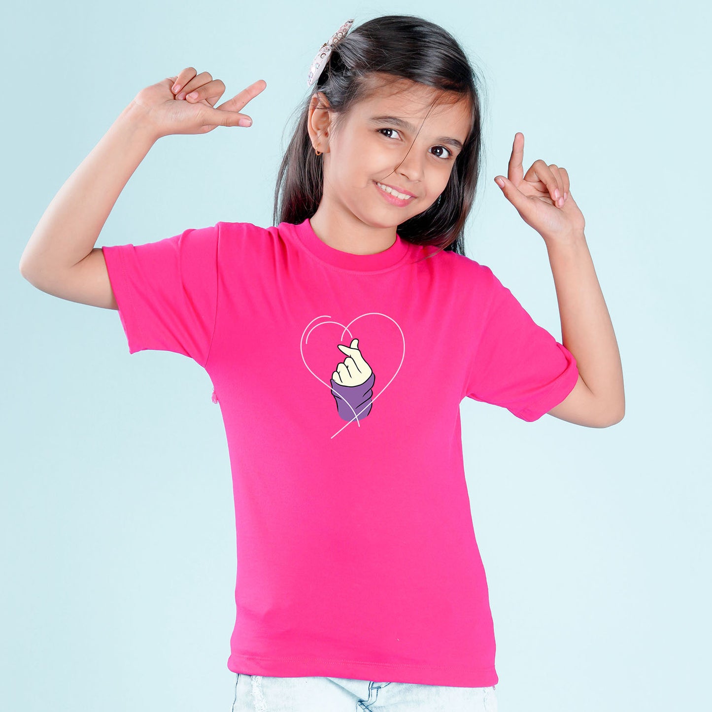 Nusyl Girls Hot Pink Printed Oversized T-shirt