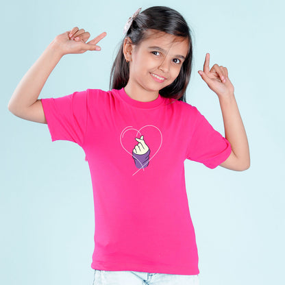 Nusyl Girls Hot Pink Printed Oversized T-shirt