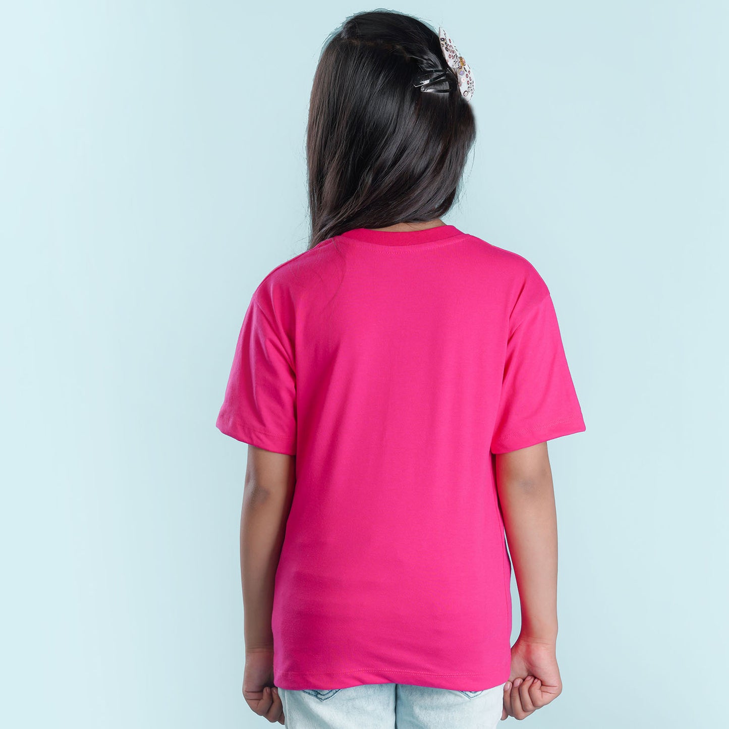 Nusyl Girls Hot Pink Printed Oversized T-shirt