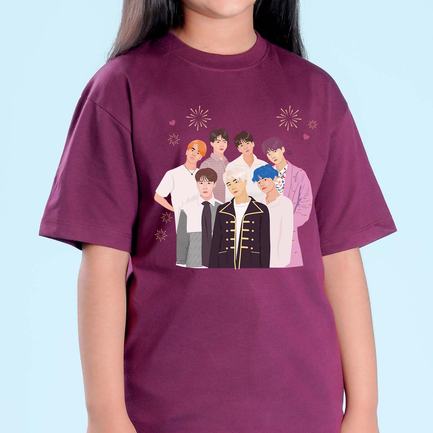 Nusyl Girls Wine Printed Oversized T-shirt