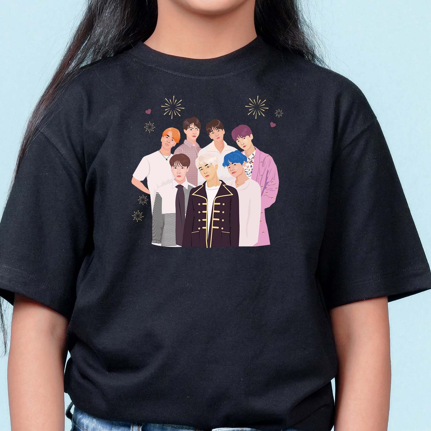 Nusyl Girls Black Printed Oversized T-shirt